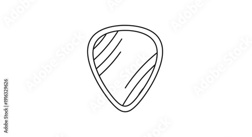 Guitar Pick Icon, Music Accessory, Simple Line Art, Isolated on White Background