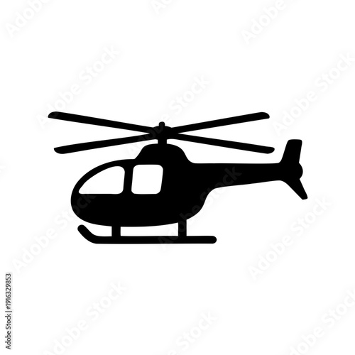 Minimalist helicopter icon, air transport flight symbol Vector