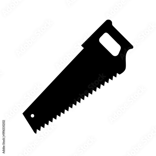 Hand saw black silhouette, essential carpentry tool symbol Vector