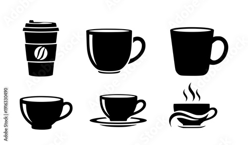 Coffee cup vector icon set hot drink symbols collection