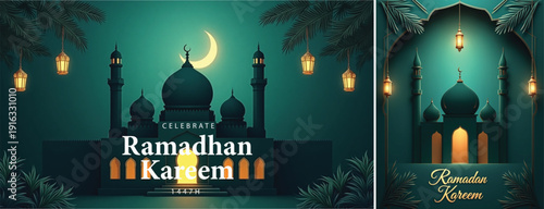 elegant islamic ramadan celebration background, Ramadhan kareem background for banner & social media template