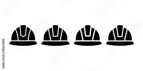Construction worker hard hats icons set safety gear symbols for building protection and industrial engineering sites
