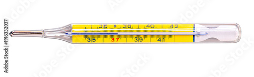 Fieberthermometer als Objekt der Medizin isoliert als Freisteller über transparentem Hintergrund