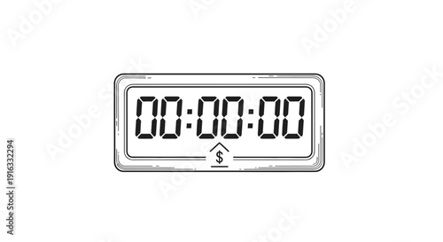 Digital Clock Timer With Dollar Sign Arrow Up - Time Is Money Concept