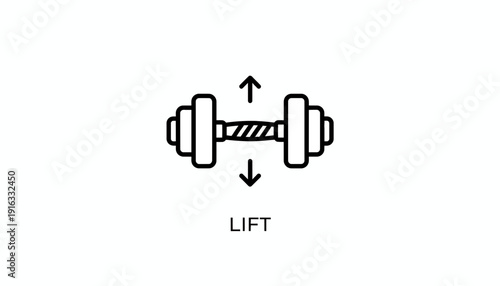 Dumbbell Icon with Up and Down Arrows, Symbolizing Lifting and Exercise