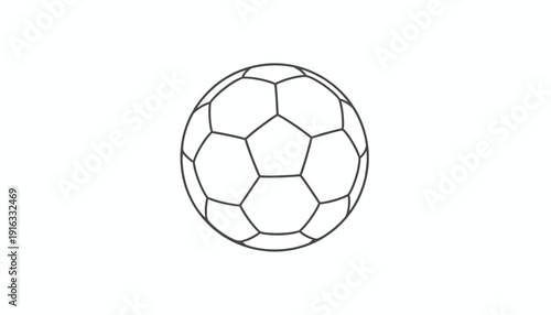 Classic Soccer Ball Outline on White Background - Simple Line Art