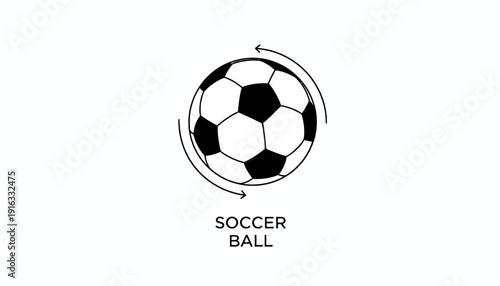 Classic Soccer Ball with Rotation Arrows Illustration