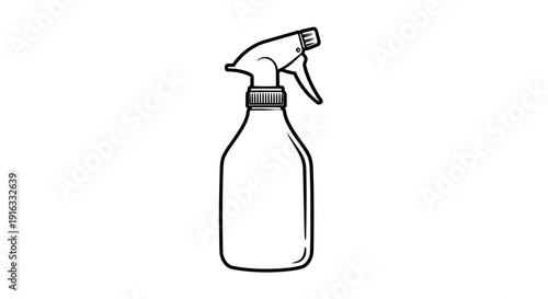 Black and White Line Art Illustration of a Spray Bottle