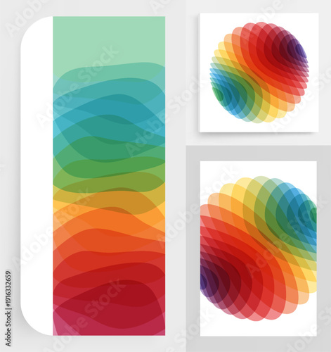 Wallpaper Mural Translucent sphere. Vertical banner. Wavy background. Color gradient. Sliced ​​and moving effect. Vector for brochure, poster, cover, postcard, presentation, flyer, or banner. Torontodigital.ca