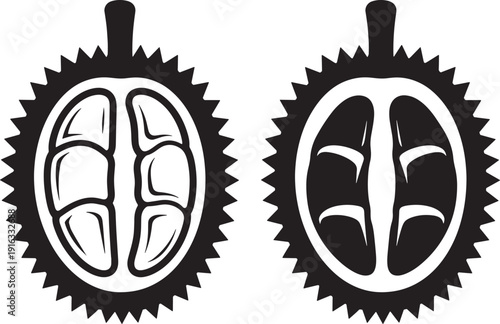 Simple Durian Fruit Icon Set, Food and Branding