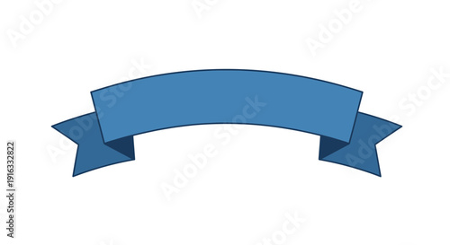 Blue Ribbon Banner, Empty Decorative Label for Text, Graphic Element