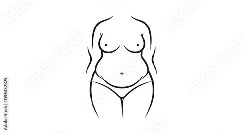 Body positive illustration of a curvy woman's silhouette, embracing diverse body shapes and self-acceptance.