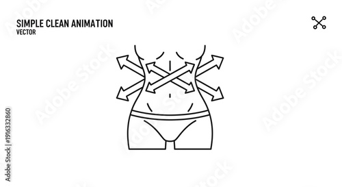 Body Slimming and Fat Loss Concept: Arrows Pointing Inward on Waist