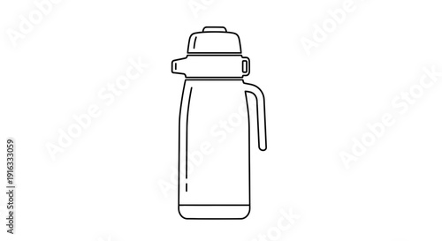Thermos Flask Icon, Simple Line Art Illustration of a Vacuum Insulated Carafe