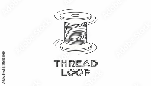 Thread Loop Logo Design: Spool of Thread in Motion