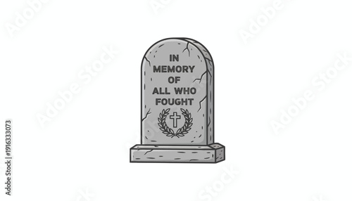 Tombstone Memorial In Memory Of All Who Fought With Cross And Laurel Wreath