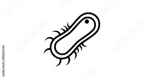 Simple Line Icon of a Bacterium with Flagella - Vector Illustration