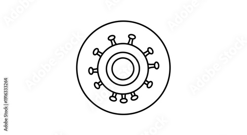 Simple Line Icon of a Coronavirus Particle in a Circle