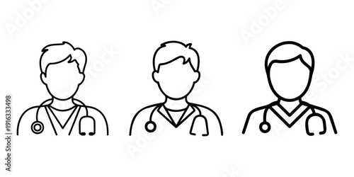 Doctor icon set, medical professional, healthcare, physician, and health concept, clinic staff, hospital worker, three variations