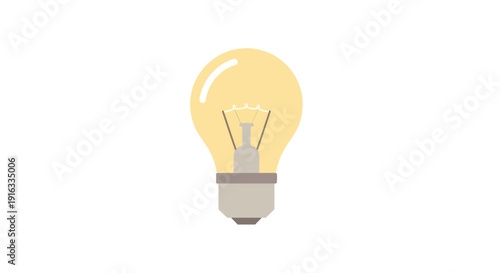 Flat vector icon of a light bulb, isolated single object, clean flat style, simple geometric design, soft pastel colors