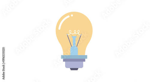 Flat vector icon of a light bulb, isolated single object, clean flat style, simple geometric design, soft pastel colors