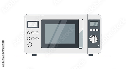 Flat vector icon of a generic microwave oven, isolated object, modern flat design, simple shapes, minimal shading