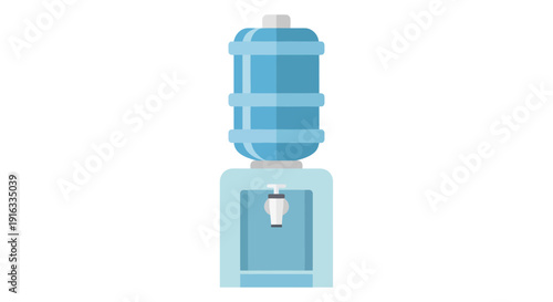Flat vector icon of a generic water dispenser, isolated single object, clean minimal flat design, soft pastel color palette, simple geometric shapes, subtle flat shading