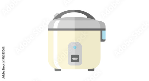 Flat vector icon of a generic rice cooker, isolated object, clean modern flat design, simple geometric shapes, limited pastel color scheme, no brand elements