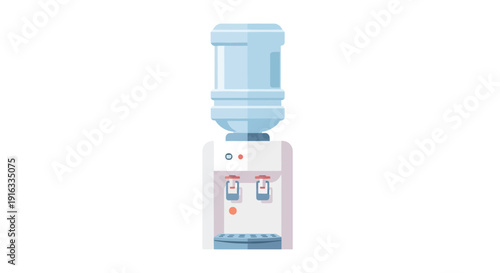 Flat vector icon of a generic water dispenser, isolated single object, clean minimal flat design, soft pastel color palette, simple geometric shapes, subtle flat shading