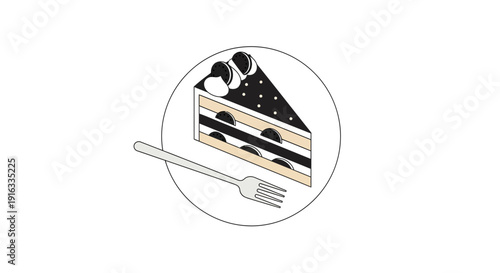 Delicious slice of layered chocolate cream cookie dessert with fork