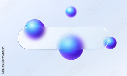 Light glassmorphism banner with blue purple gradient spheres