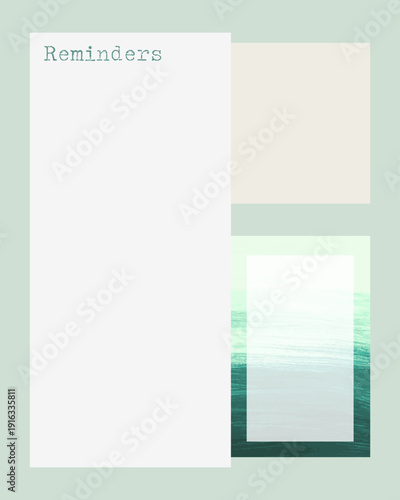 Template for creating notes or reminders in pastel colors. Gollage vintage. Watercolor drawing Sea.
