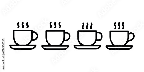 Coffee cup icon set, hot coffee vector icon, tea cup icon, cafe icon, restaurant icon, drink icon, cappuccino icon, espresso icon