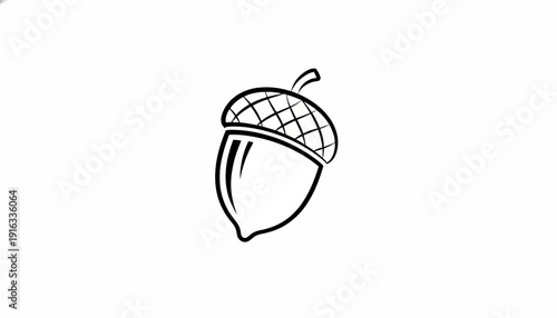 Simple Black and White Acorn Icon, Oak Nut Symbol