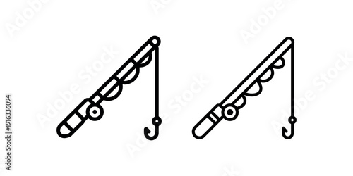 Fishing rod icon set vector, fishing vector, fishing pole icon, hook icon, fish icon, outdoor sport, hobby icon, angling icon