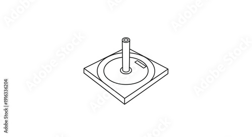 Simple isometric line drawing of a turntable base with a spindle
