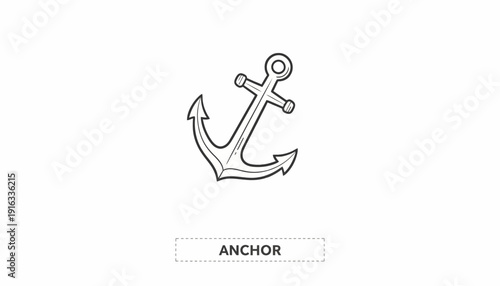 Simple Line Art Anchor Icon - Nautical Symbol for Sailing, Boating, and Maritime Adventure