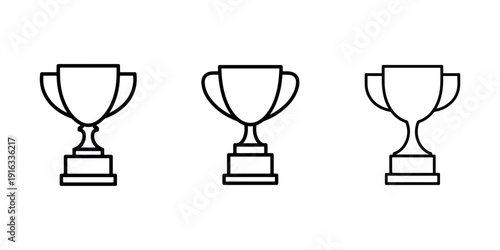 Trophy icon vector illustration set, award cup symbol, winner prize design, success achievement concept, victory outline isolated sign