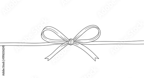 Simple Hand Drawn Bow Tie with String on White Background