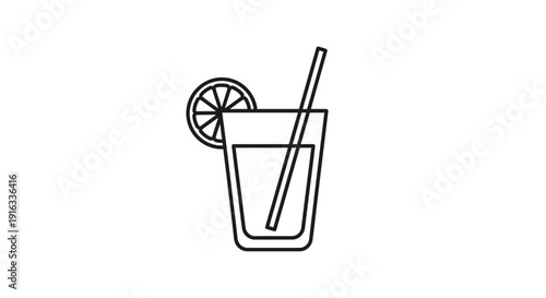 Refreshing Summer Drink with Lime Slice and Straw Icon