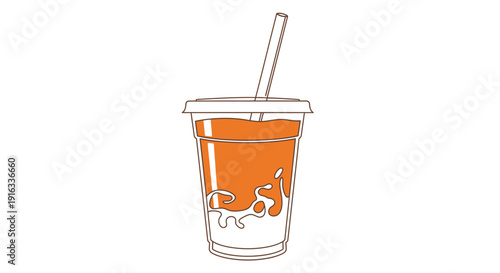 Orange Drink in a Plastic Cup with Straw - Refreshing Beverage Icon