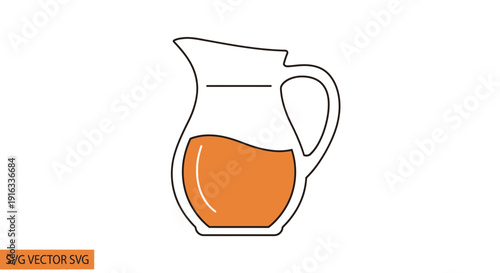 Orange Juice Pitcher Icon - Fresh Beverage Container Vector Graphic