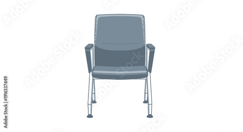 Modern Gray Office Chair with Metal Legs, Minimalist Design, Front View