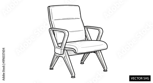 Modern Office Armchair Sketch - Vector Illustration