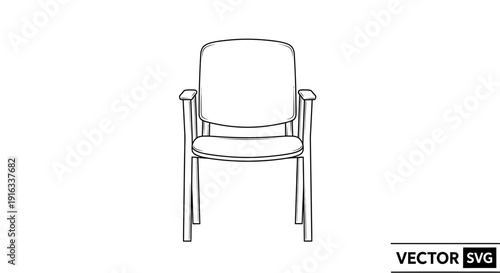 Modern Office Chair with Armrests - Vector Illustration