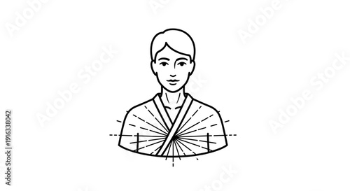 Martial Arts Training: Person in Gi with Radial Lines Indicating Energy or Focus