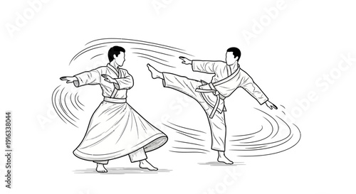 Martial Arts Training: Dynamic Kick and Defensive Stance in Combat