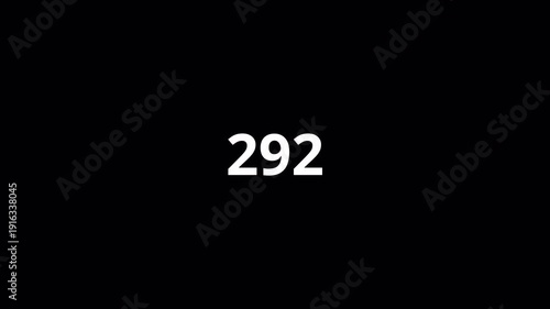 Number counter animation from 0 to 500 on a black background, animated number counter from zero to five hundred in 4k, counting number digits.