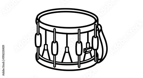 Line Art Snare Drum Illustration - Musical Instrument Icon
