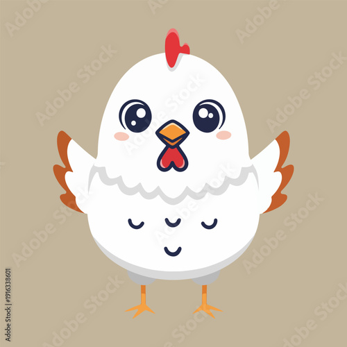 Cute white chicken design  Illustration